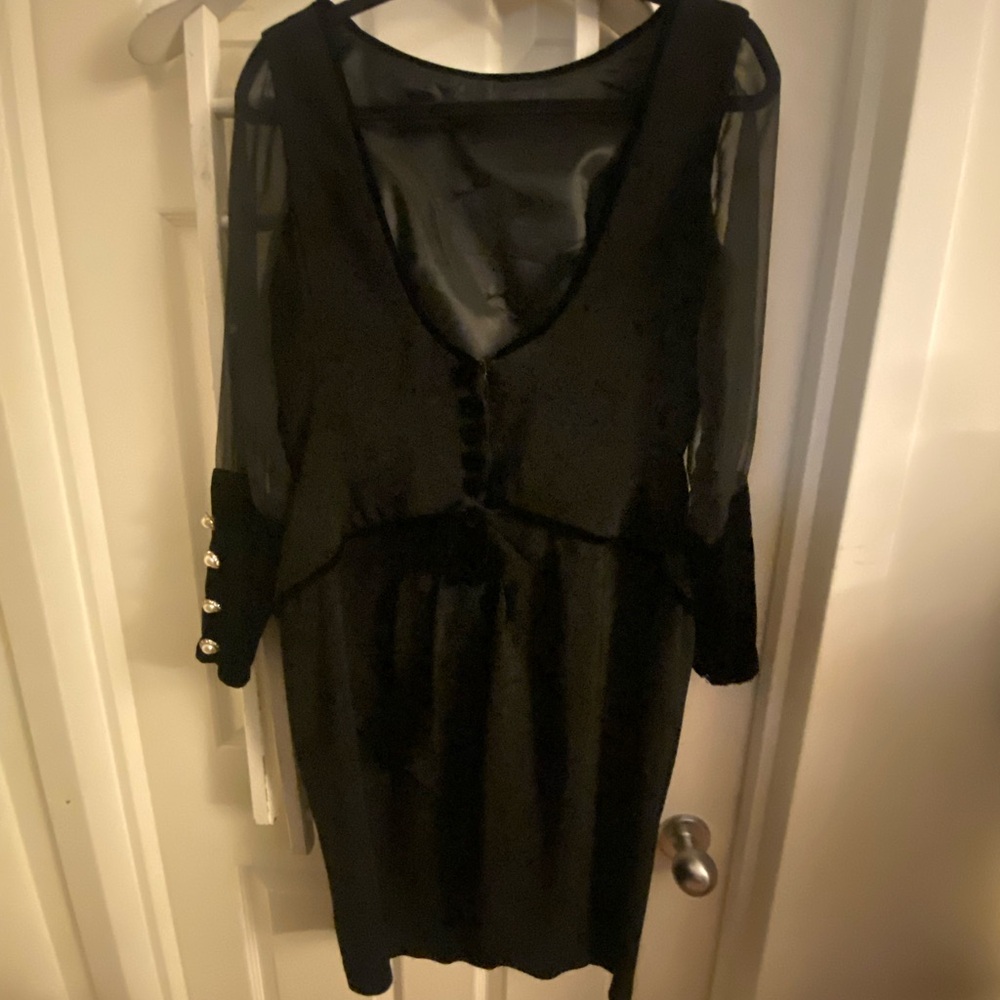 Vintage holt renfrew velvet with Sheer Sleeve Dress